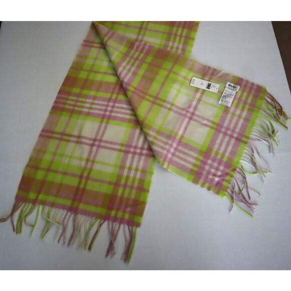 Maeve x Anthropologie Women's Pink Combo Plaid Cozy Fringe Cashmere/Wool Scarf - Picture 2 of 9